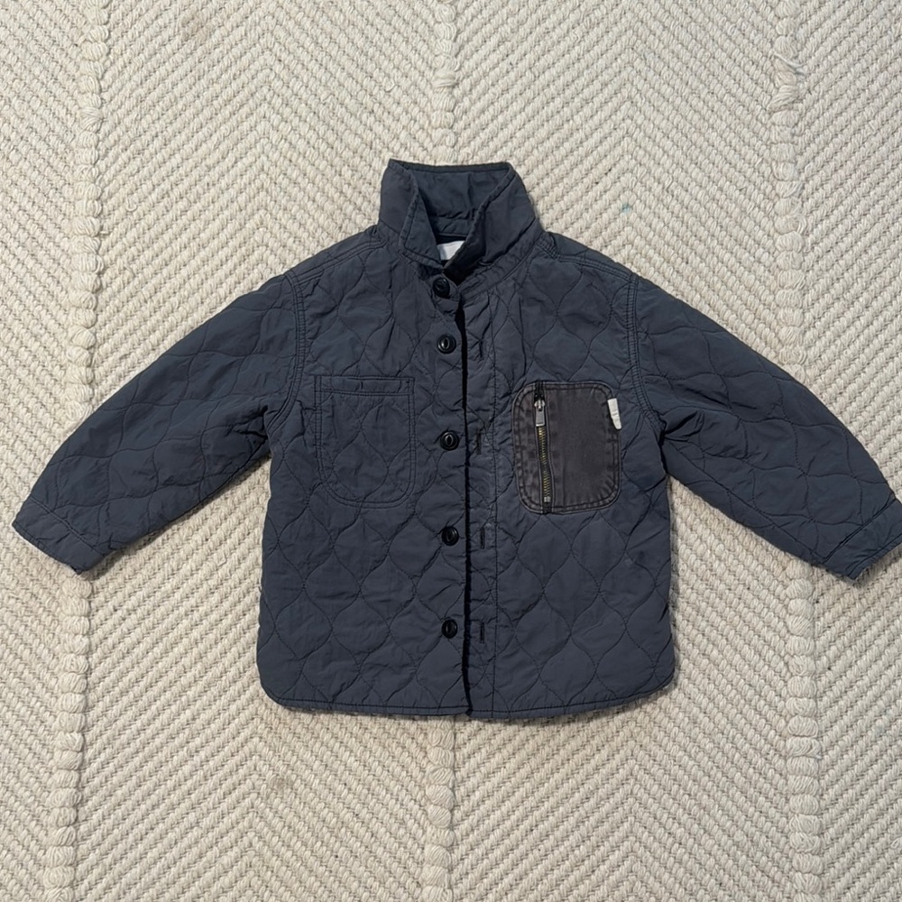 H&M Kids Quilted Navy Jacket with Pocket Detail